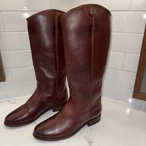 Frye Melissa Button 2 Women's Size 8.5B Brown Leather Boots Redwood